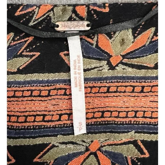 Free People Moonlight Drive Mini Dress Size Small Long Sleeve Lined Boho Peasant - Picture 5 of 16